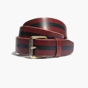 Madewell Red and Black Striped Leather Belt